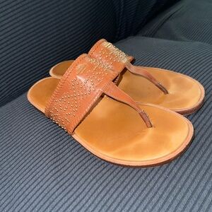 Coach woman’s brown leather studded thong sandals